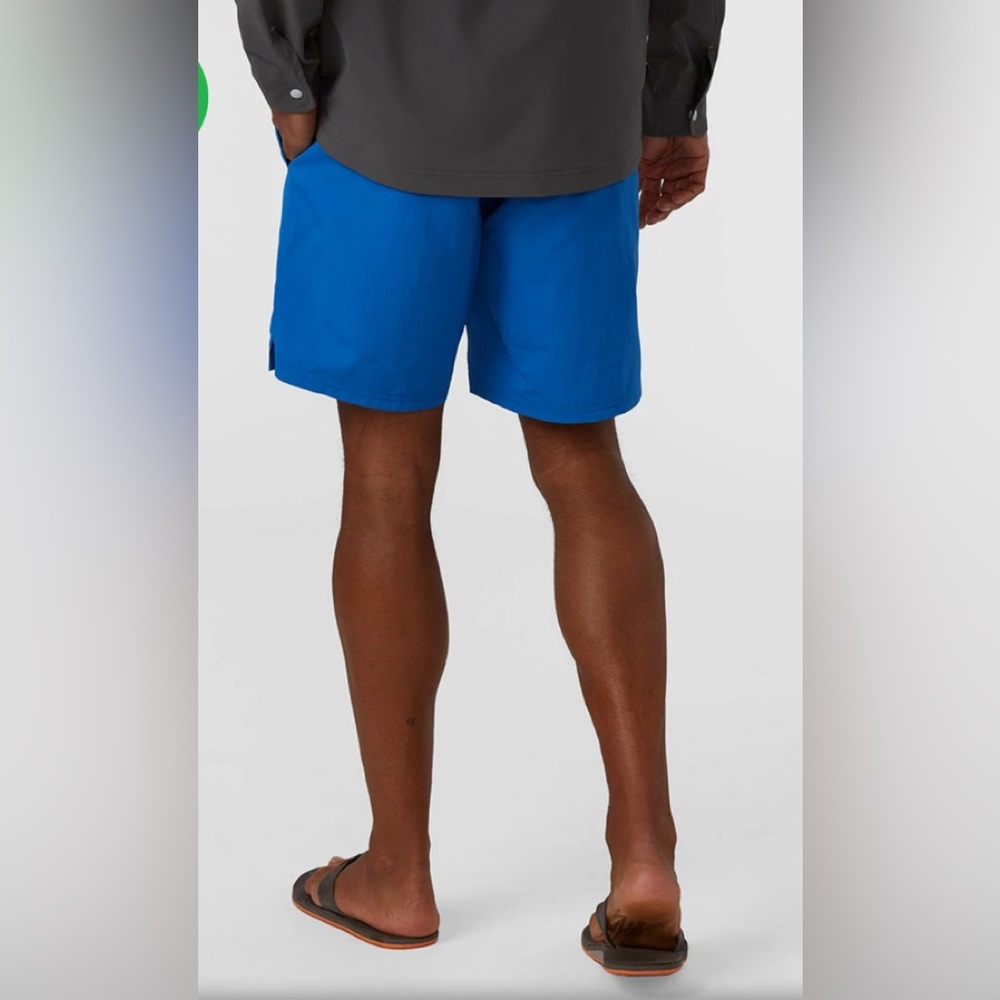 Stio Men's Olive Green Athletic Shorts with Lime Logo - Picture 3 of 15